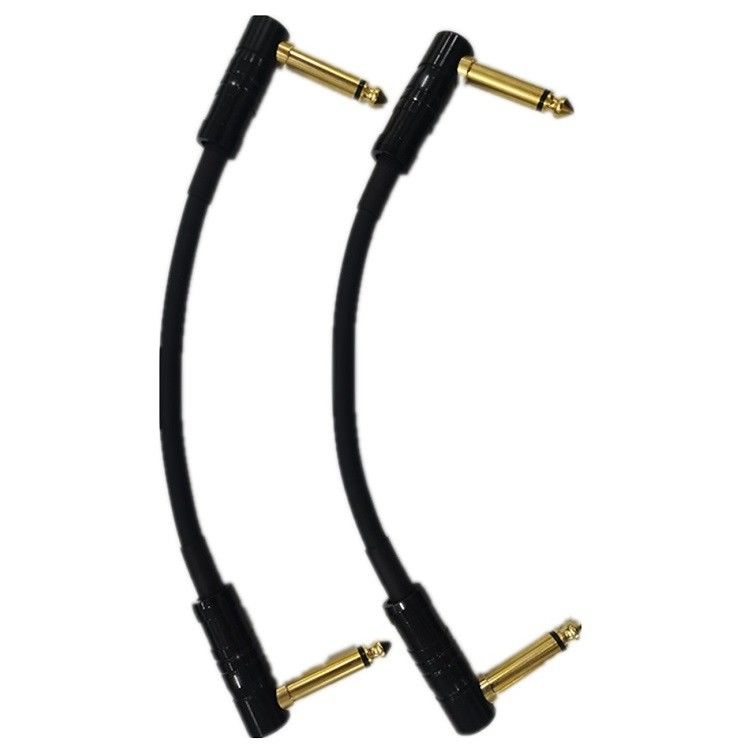 0.6ft Patch Cable Cord 2 Pcs Pack 6.35mm Angled Plug Instrument Cable For Pedal Board