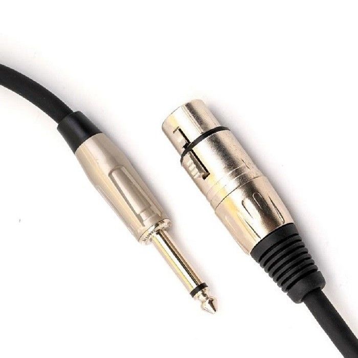 XLR Kobieta do 1/4 cala 6,35 mm TS Mikrofonowy kabel Mikrofonowy przewód Czarny kabel XLR 10 stóp